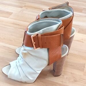 Stylish Tan and Cream Women's Heeled Shoes